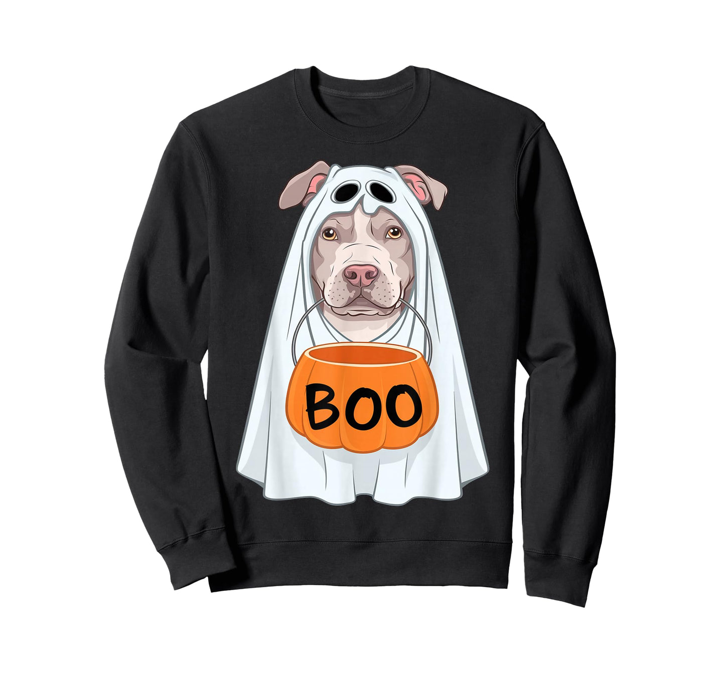 Halloween Dog Pitbull Cute Ghost Sheet Costume Boo T-Shirt