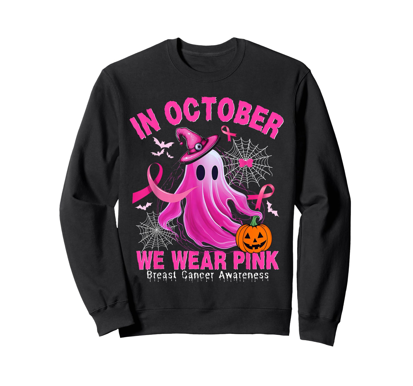 In October We Wear Pink Ghost Breast Cancer Shirts for Women T-Shirt