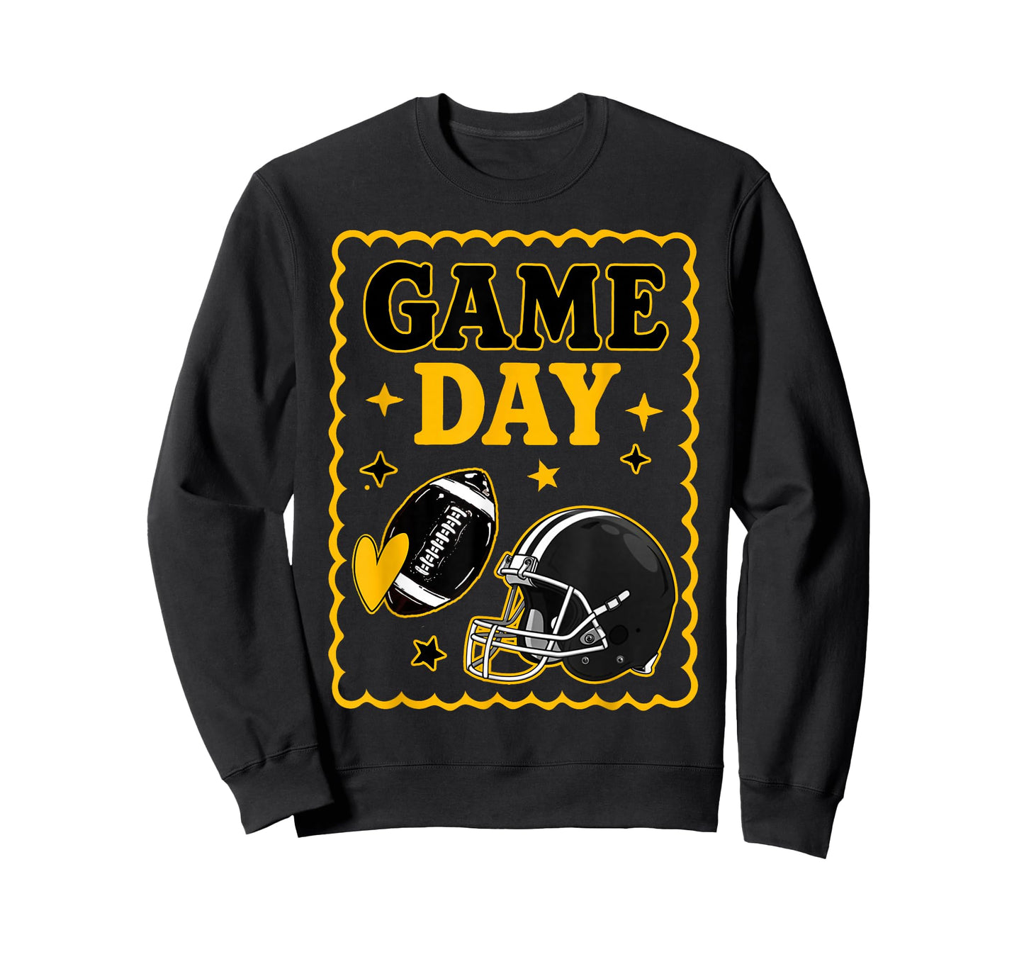 Game Day Gold Black American Football Women Girl Kids Vibes T-Shirt