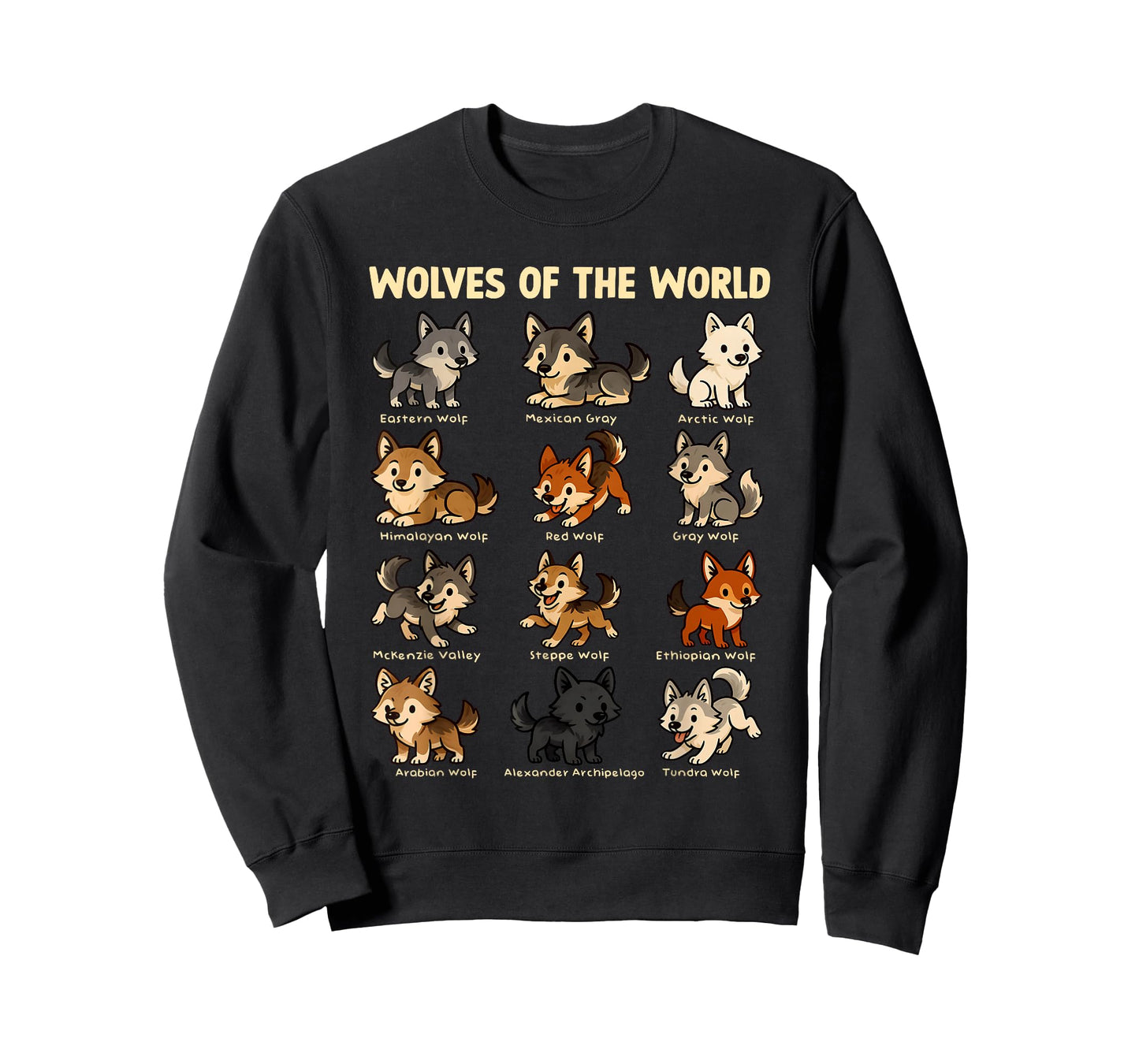 Wolves Animals of The World Cute Wolf Educational Collection T-Shirt