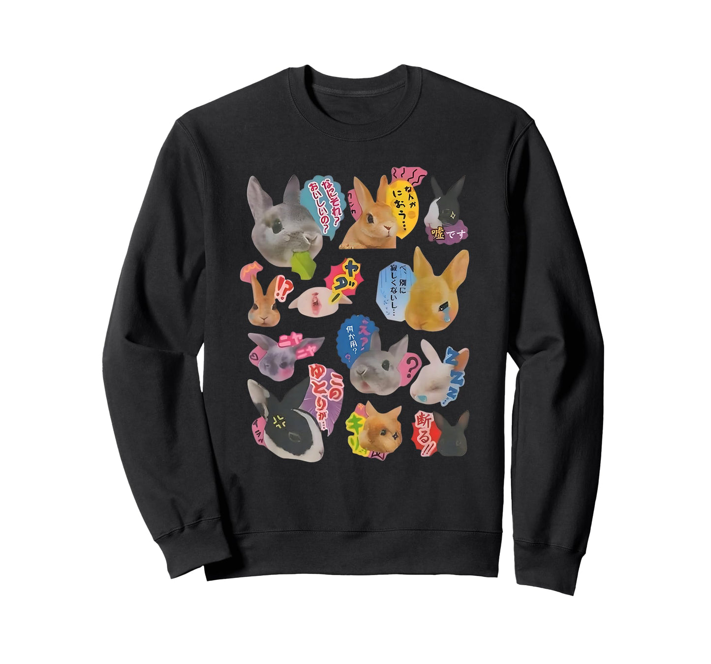 Y2K Bunny 90s Harajuku Japanese Sticker Bunny Meme Design T-Shirt