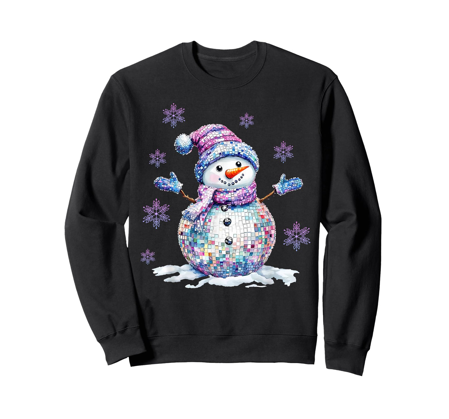 Retro Colorful Disco Snowman Christmas Girly Xmas for Women T-Shirt