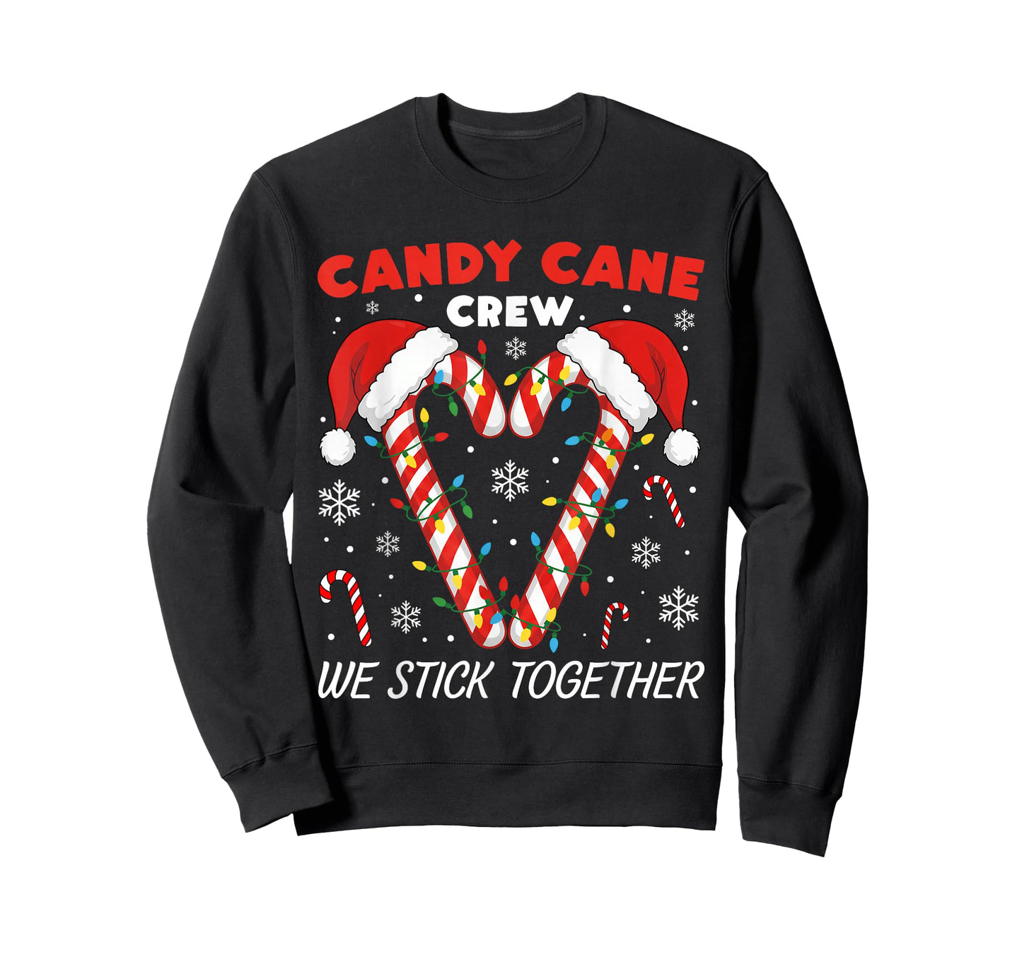 Christmas Candy Canes Heart Crew Holiday Family Matching T-Shirt