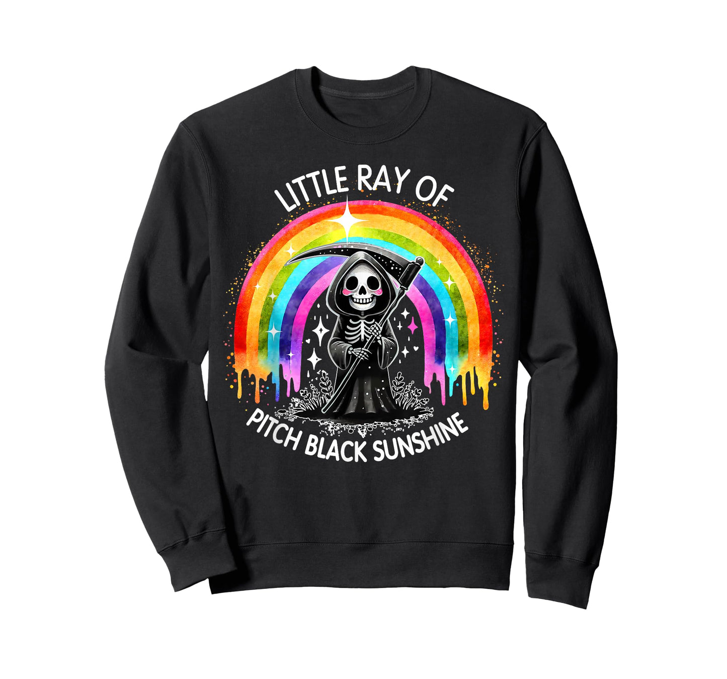 Little Ray Of Pitch Black Sunshine Death Rainbow Halloween Men Women Kids T-Shirt