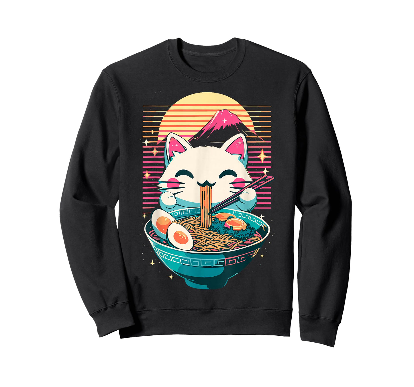 Anime Cat Eating Ramen Japanese Ramen Cat Japan T-Shirt