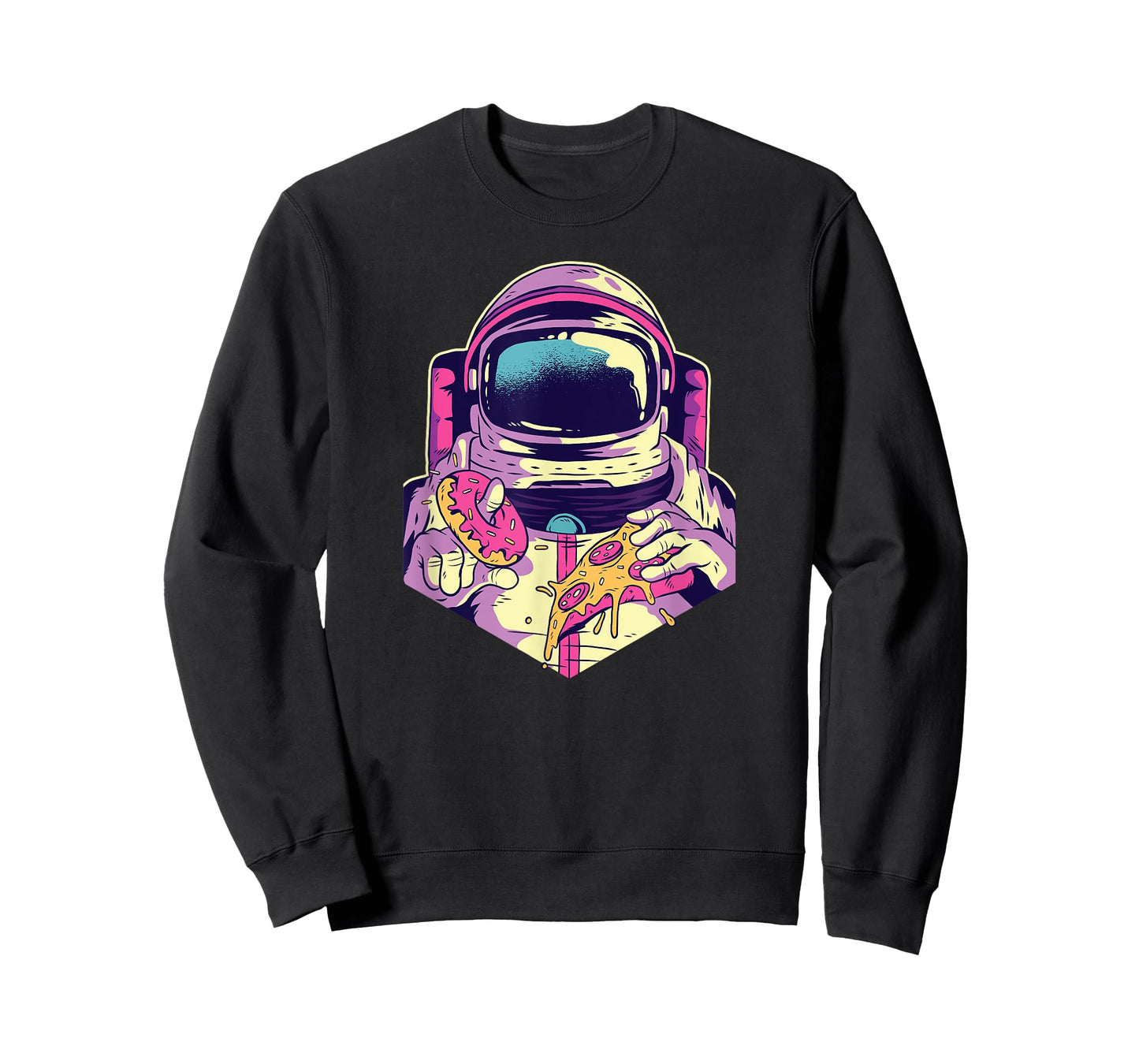 Funny Astronaut eating Pizza and Donut T-Shirt T-Shirt