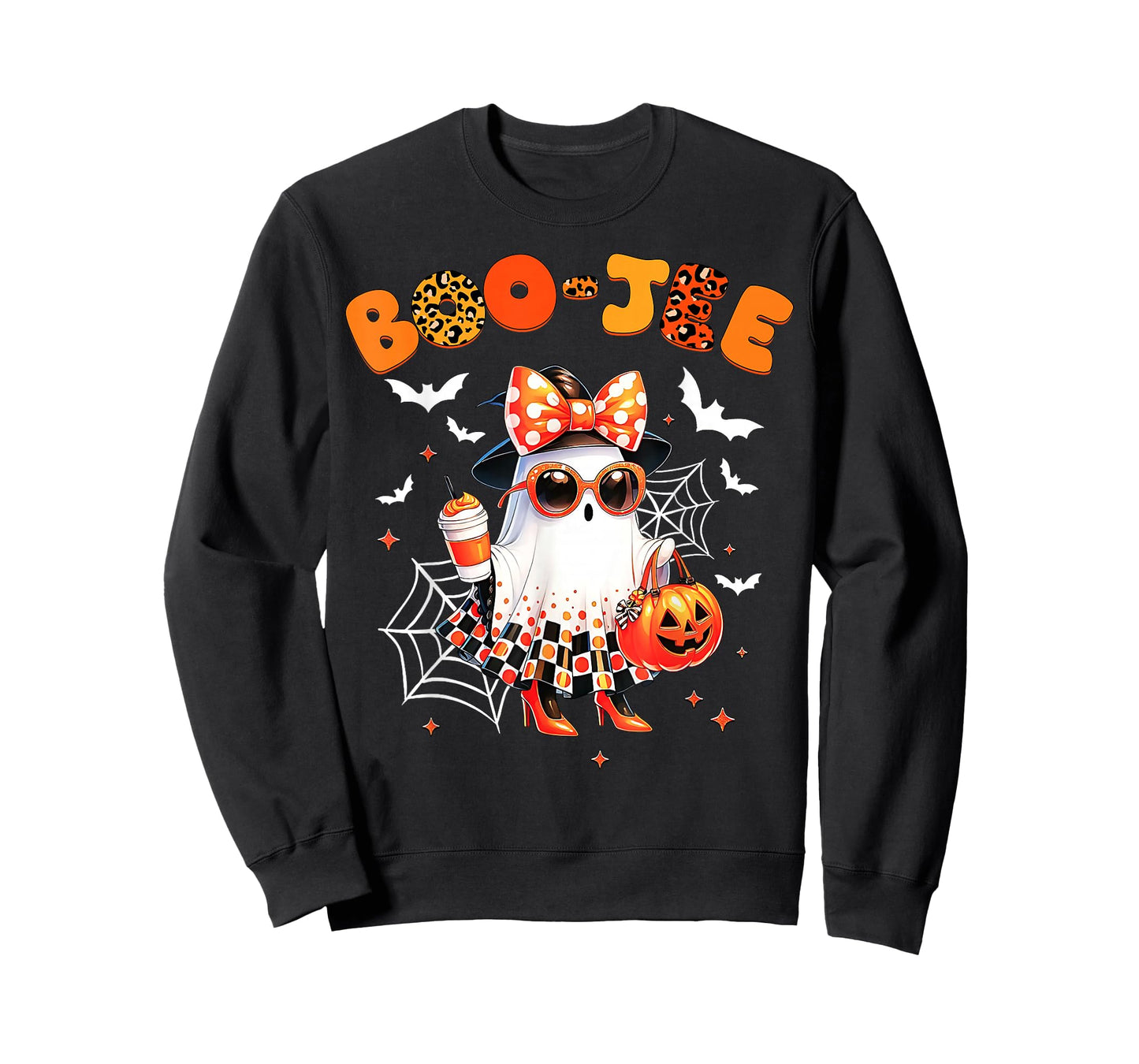 Coquette Leopard Ghost Coffee Boo-JEE Halloween Boujee Ghost T-Shirt