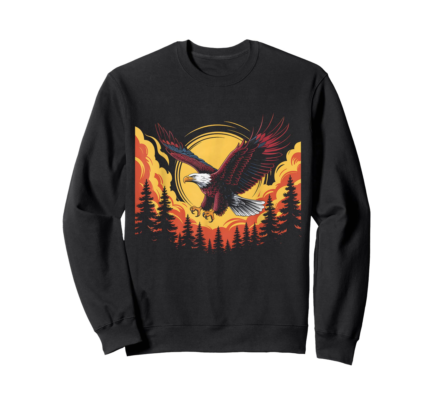 Eagle Forest Wildlife Bald a Eagle Flying Nature Sunset T-Shirt