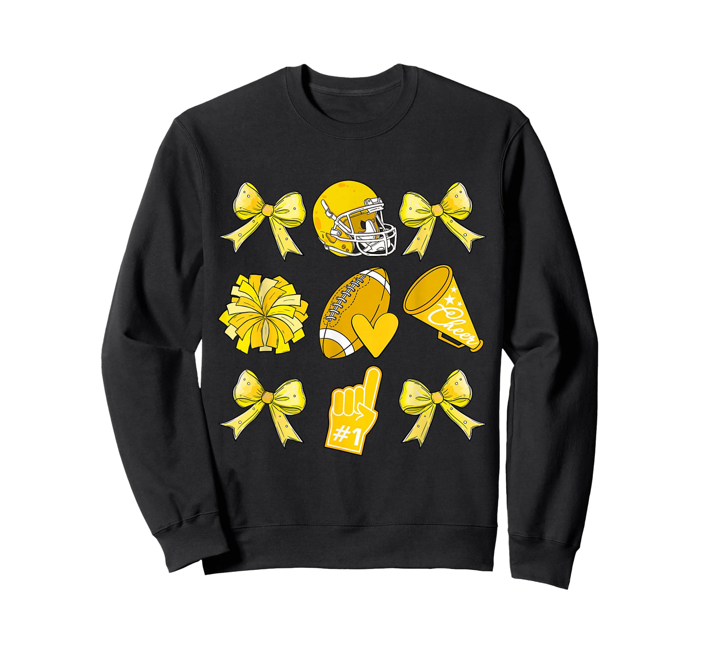 Cheer Football Coquette Bow Game Day Cheerleader Yellow T-Shirt