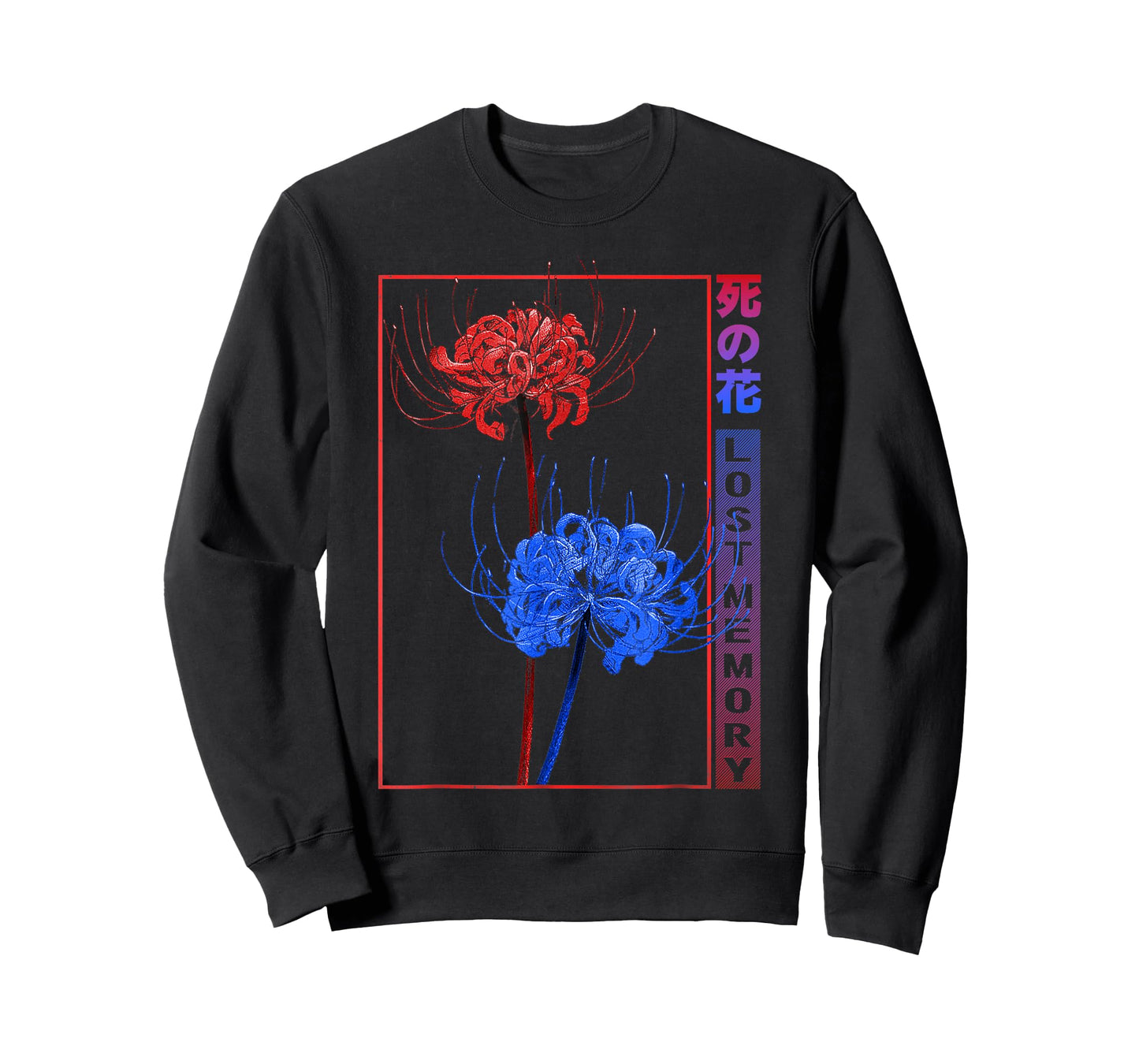 Japanese Red Blue Spider Lily Soft Grunge Aesthetic Flower T-Shirt