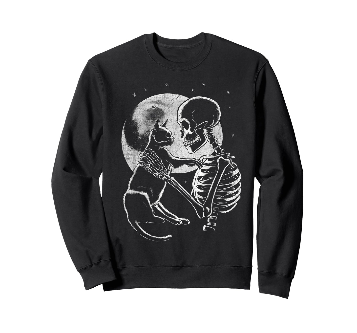Skeleton Holding A Cat Funny Halloween Men Women Girl Kids T-Shirt