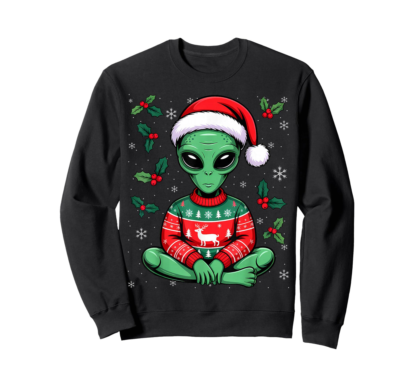 Cute Funny Alien Ugly Christmas Sweater T-Shirt