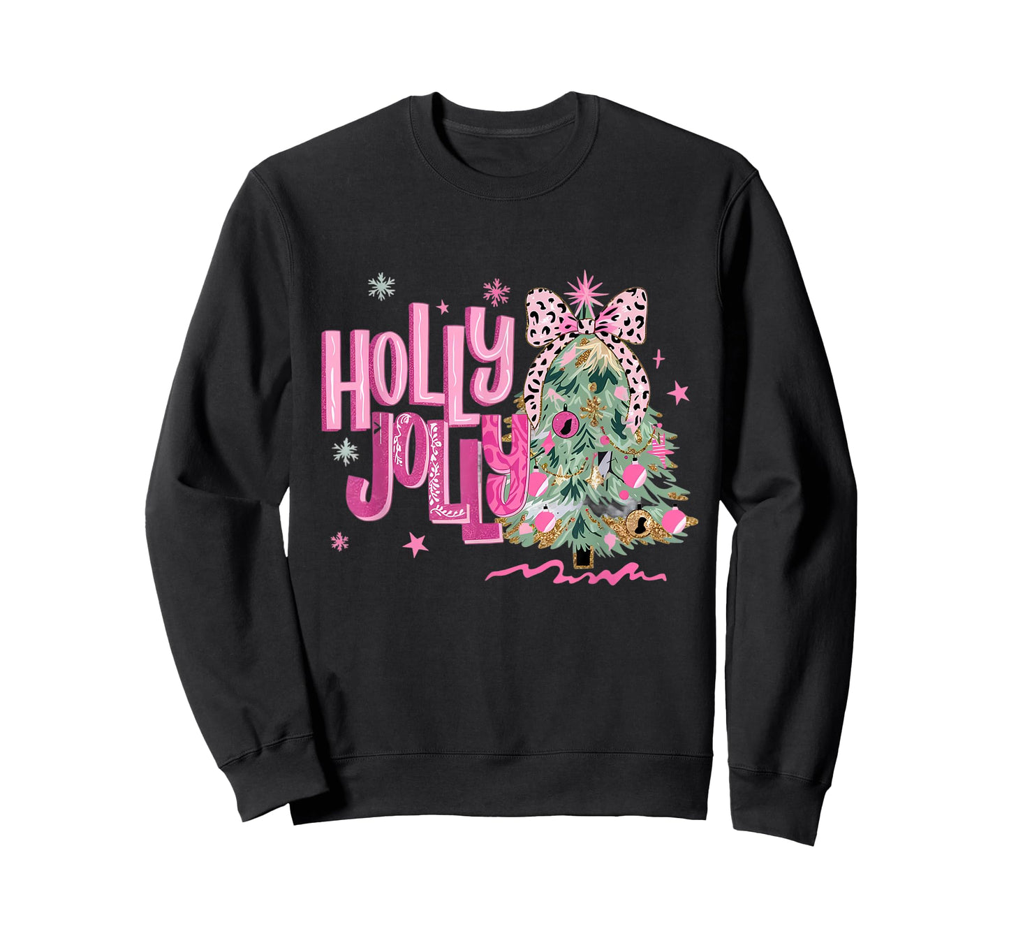 Holly Coquette Bow Jolly Rainbow Christmas Tree Xmas Holiday T-Shirt