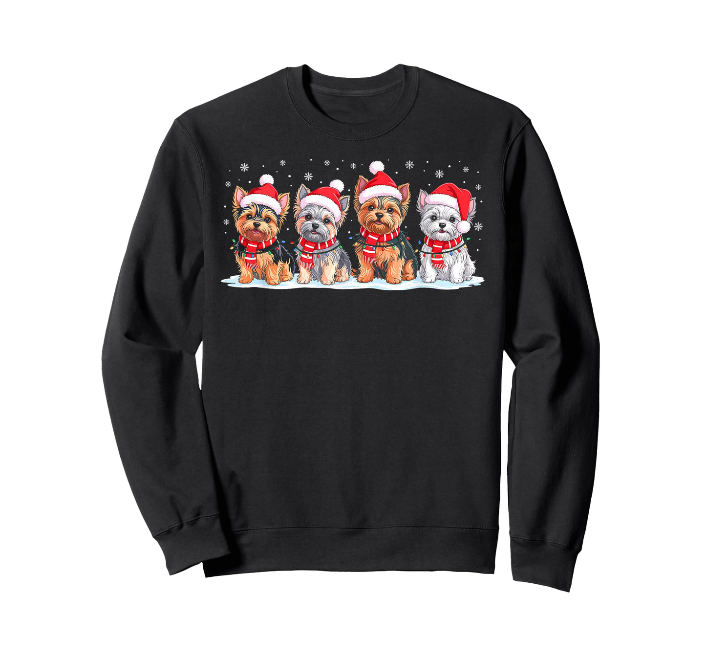 Shih Tzu Dog Christmas Pajamas Santa Hat Xmas Lights T-Shirt