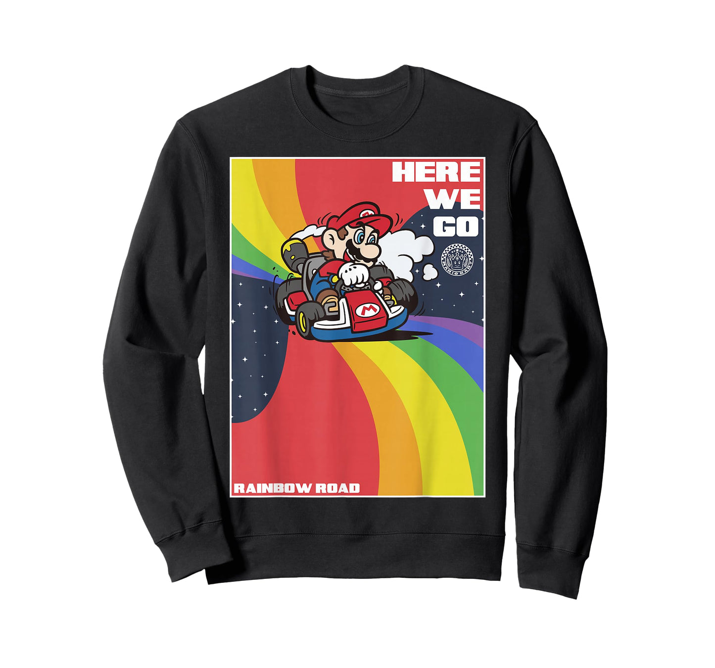Mario Kart Pride Mario Here We Go Rainbow Road Poster T-Shirt