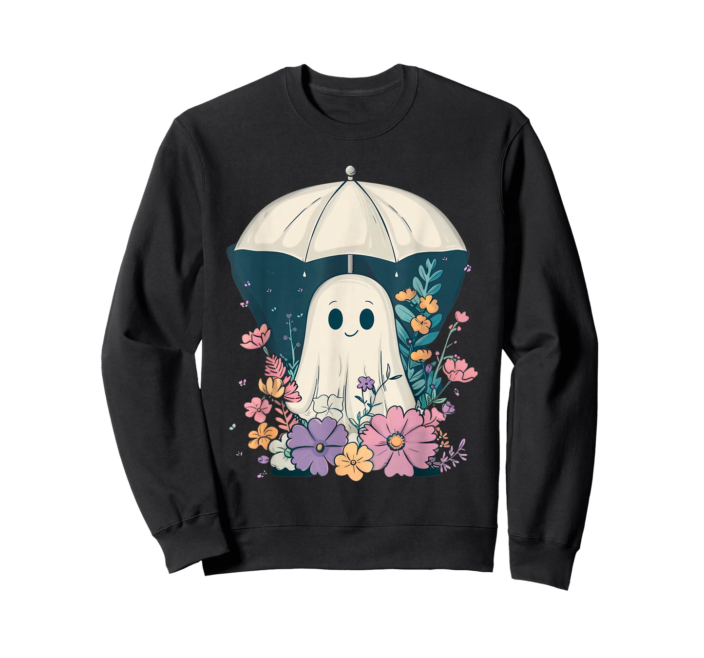 Cute Boho Ghost Under Umbrella Halloween Party Ghost Costume T-Shirt