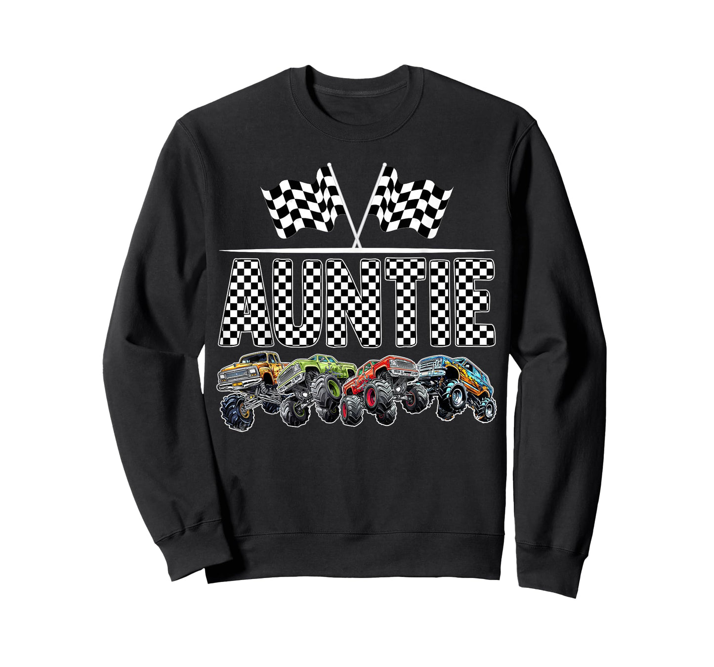 Auntie Retro Monster Truck Family Birthday Matching T-Shirt
