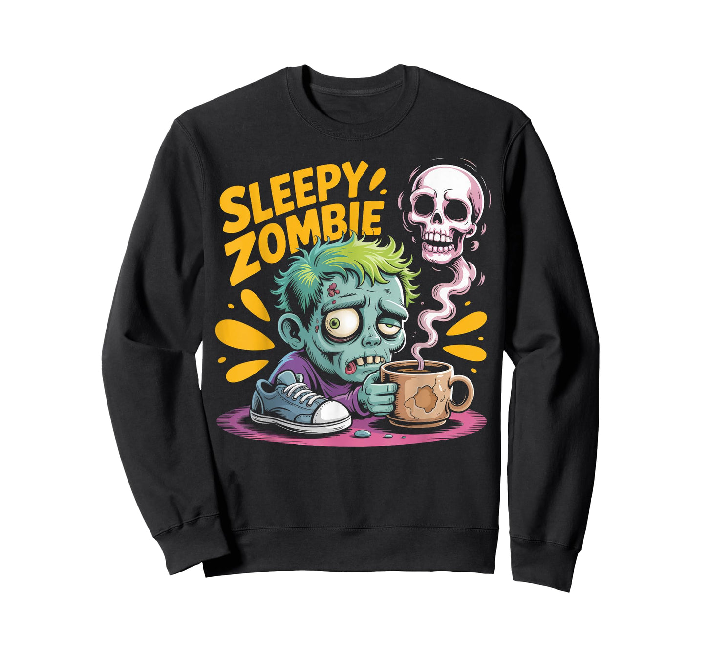 Sleepy Zombie Coffee Lover Funny Undead T-Shirt