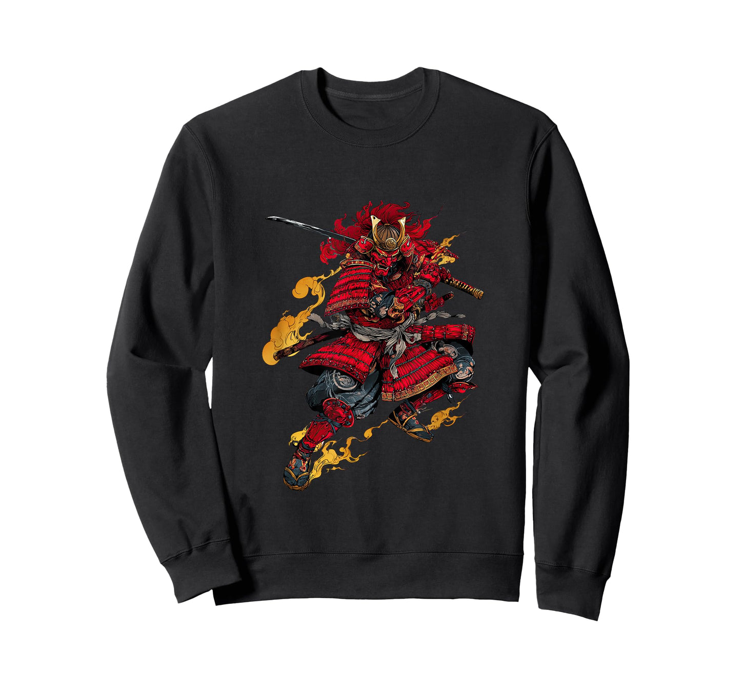 Japanese Samurai in Fiery Strike Pose T-Shirt