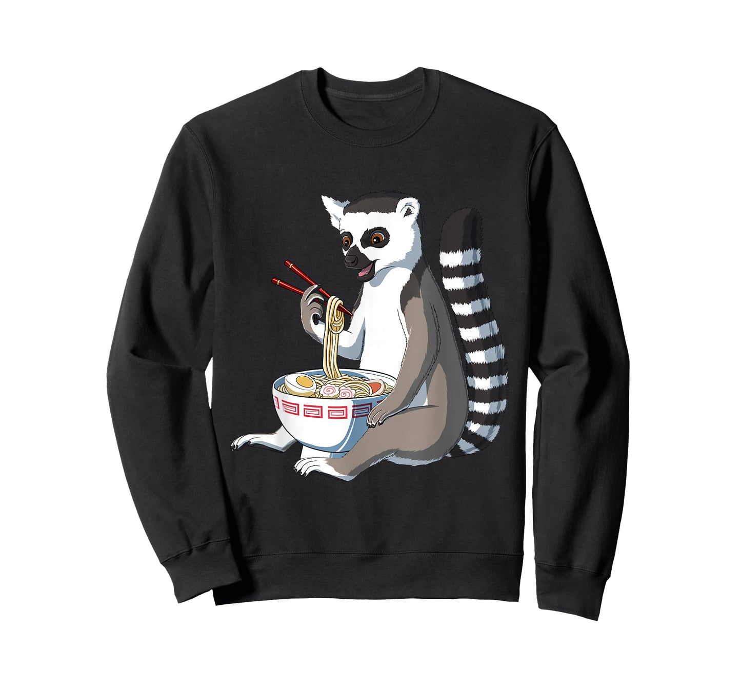 Lemur Gifts Japanese Anime Lemur Ramen Bowl T-Shirt - Unisex-Adults, Black, Small