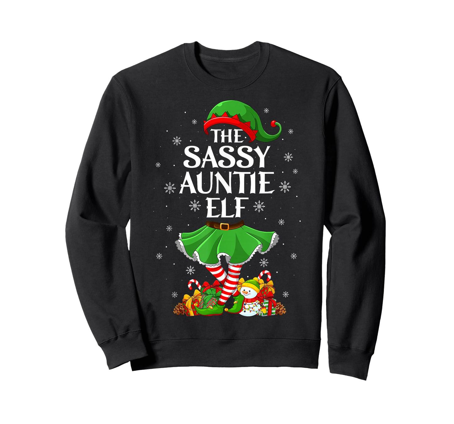 Sassy Auntie Elf Christmas Family Women Girls Elf Squad Xmas T-Shirt