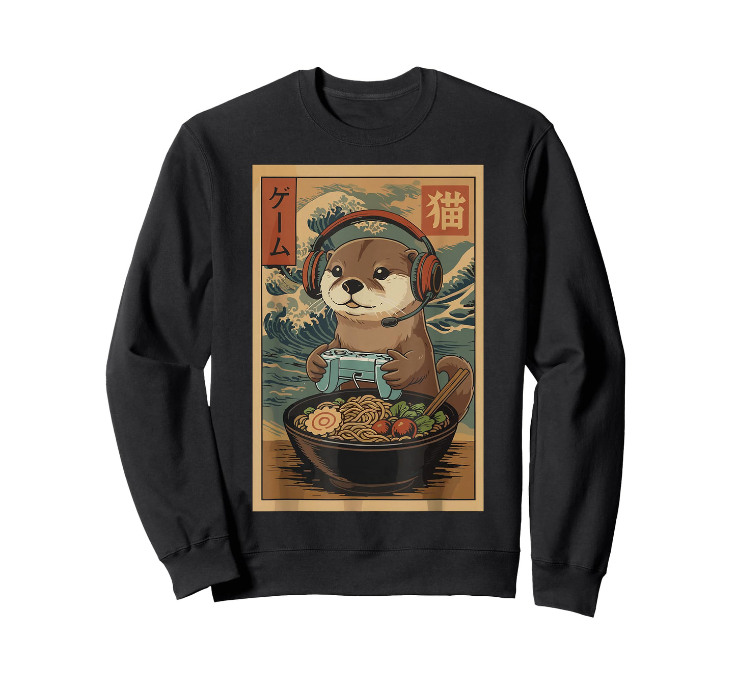 Kawaii Japanese Ramen Otter Retro Gaming Shirts for Men T-Shirt