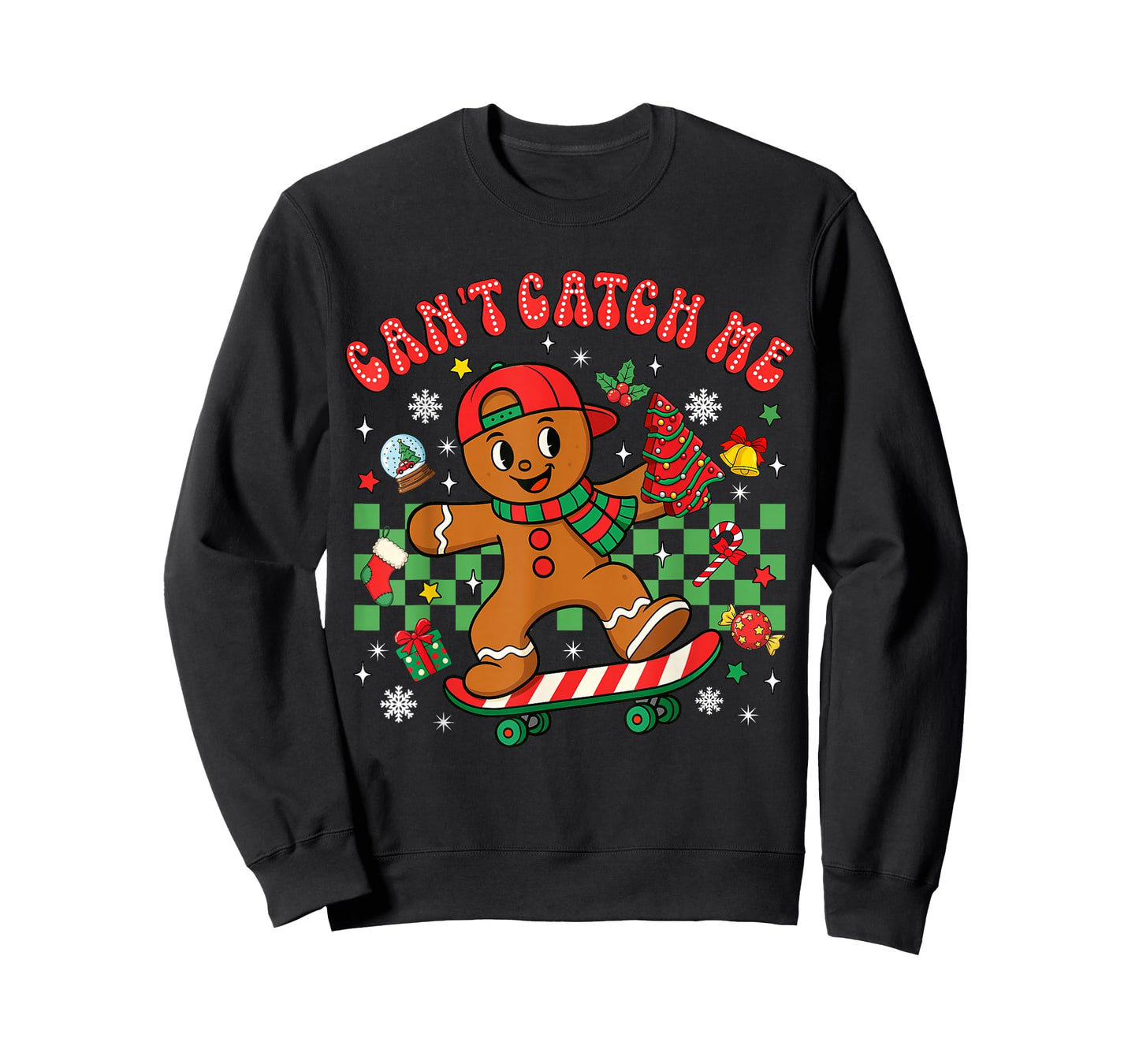 Can't Catch Me Christmas Gingerbread Man Xmas Cookie Boy Kid T-Shirt