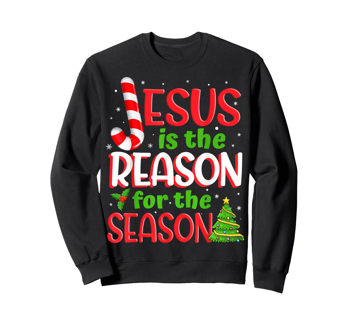 Jesus Is The Reason For The Season Christmas Xmas Candy Cane T-Shirt