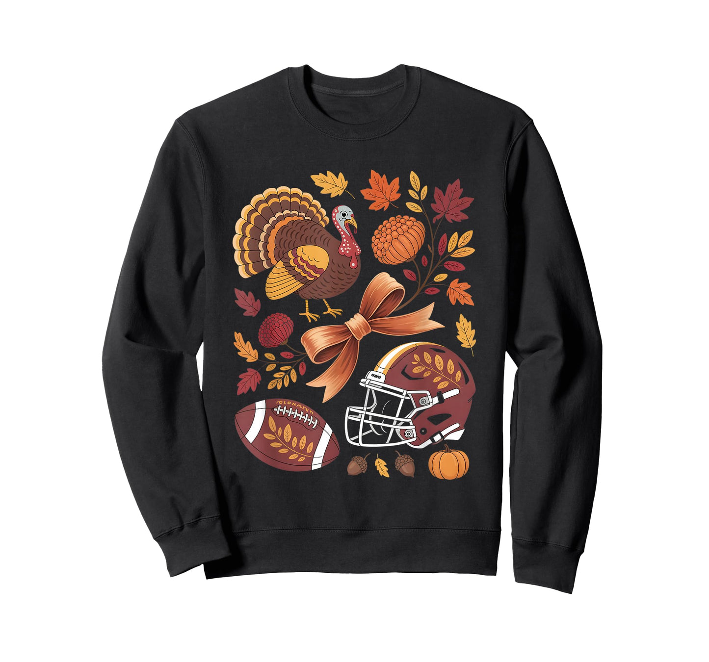 Retro Fall Flowers Thanksgiving Turkey Football Game Day T-Shirt