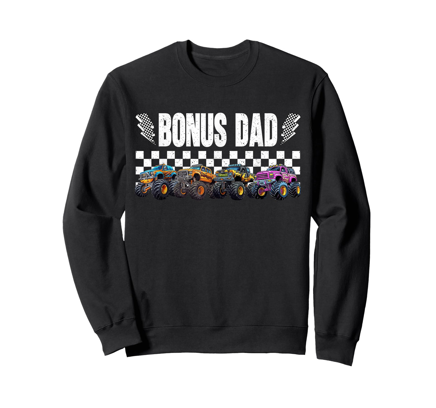 Bonus Dad Retro Monster Truck Family Crew Birthday Matching T-Shirt