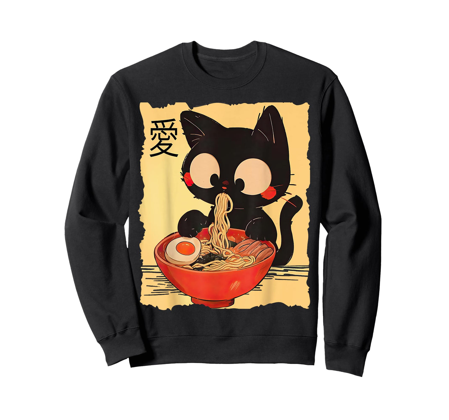 Funny Cat Ramen Graphic Tee Japanese Kawaii Anime Cat T-Shirt