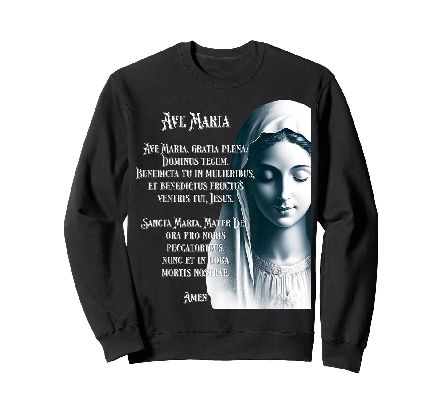 Latin Hail Mary Blessed Mother Rosary Prayer T-Shirt