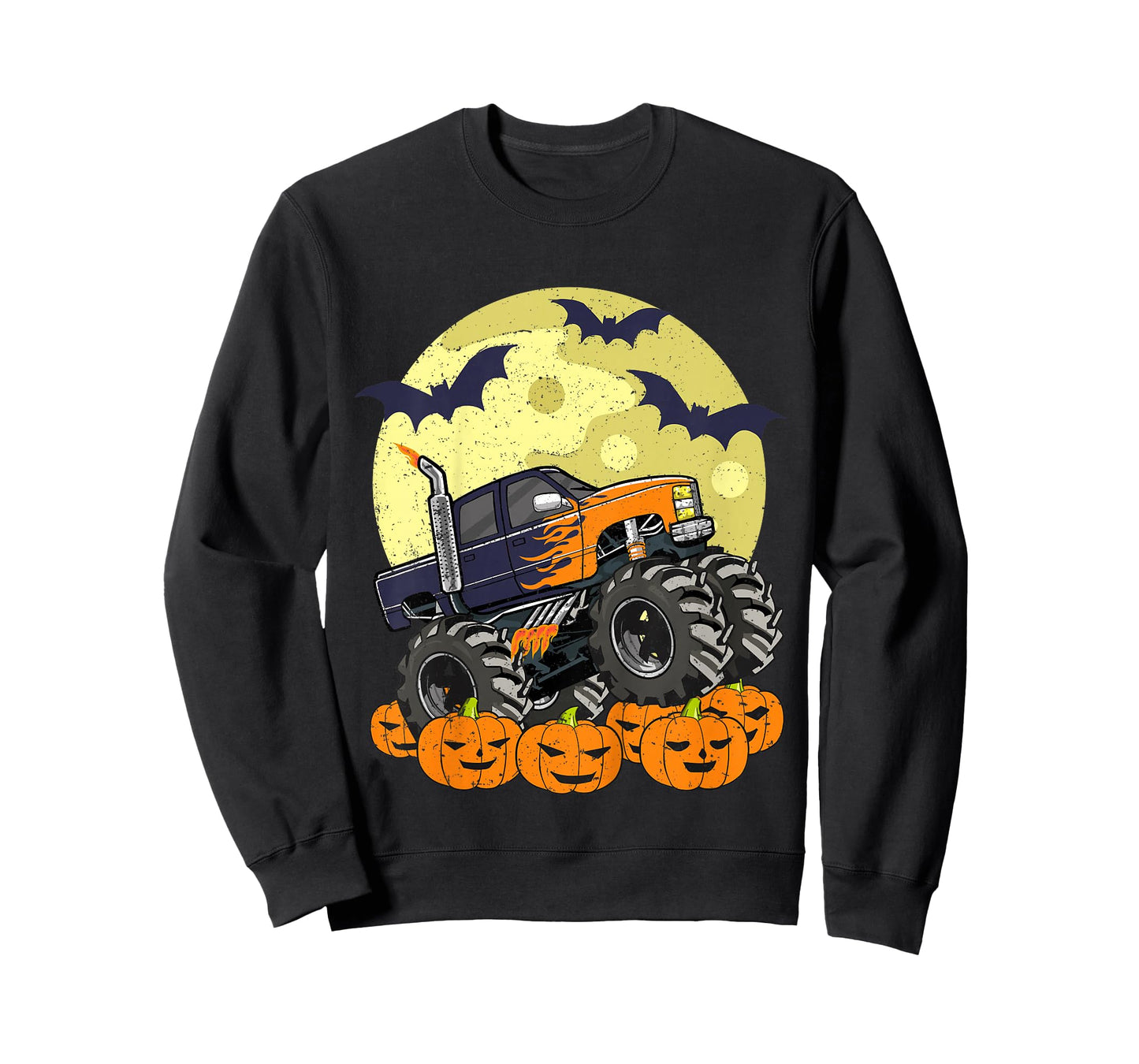 Kids Monster Truck Halloween Jack O Lantern Moon Pumpkin Toddler T-Shirt