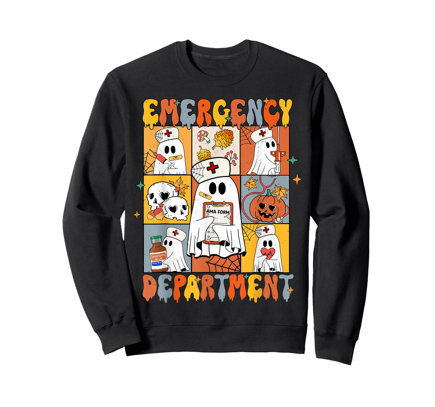 Emergency Department Halloween Cute Pumpkin Ghost ER Nurse T-Shirt
