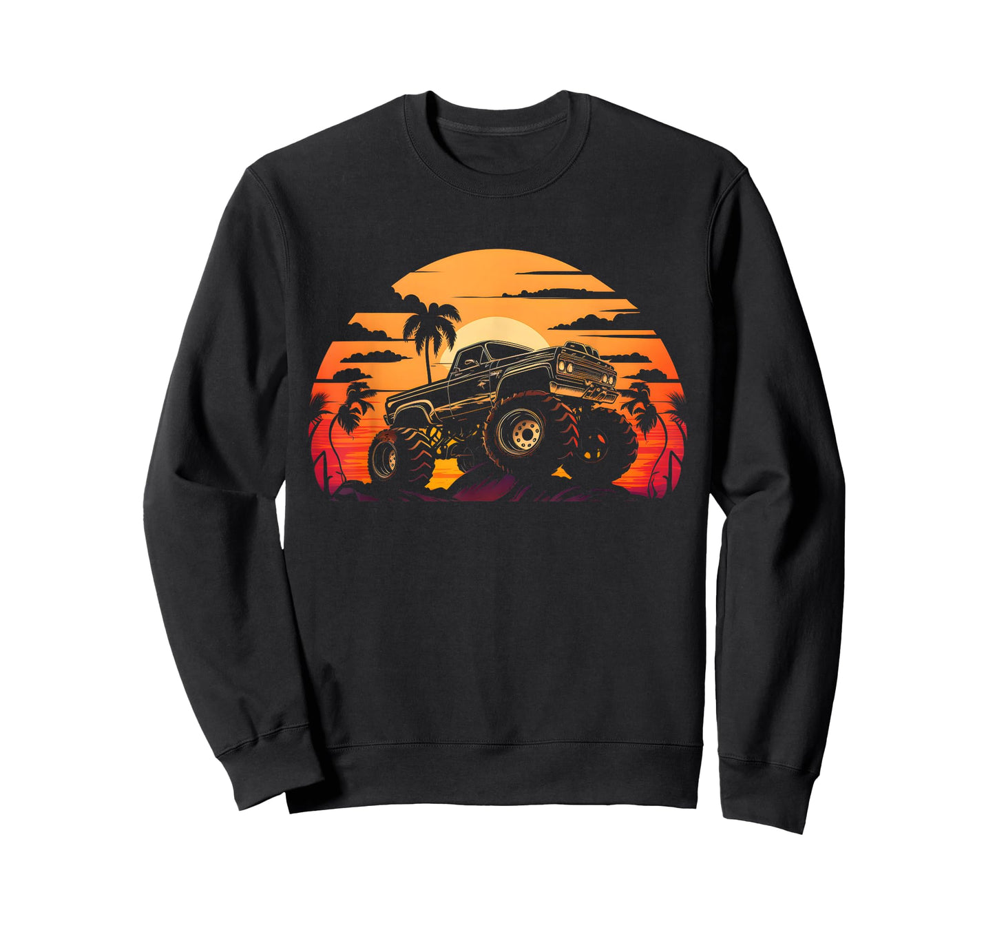 Retro Vintage Monster Truck Retro Sunset Monster Truck Boys T-Shirt