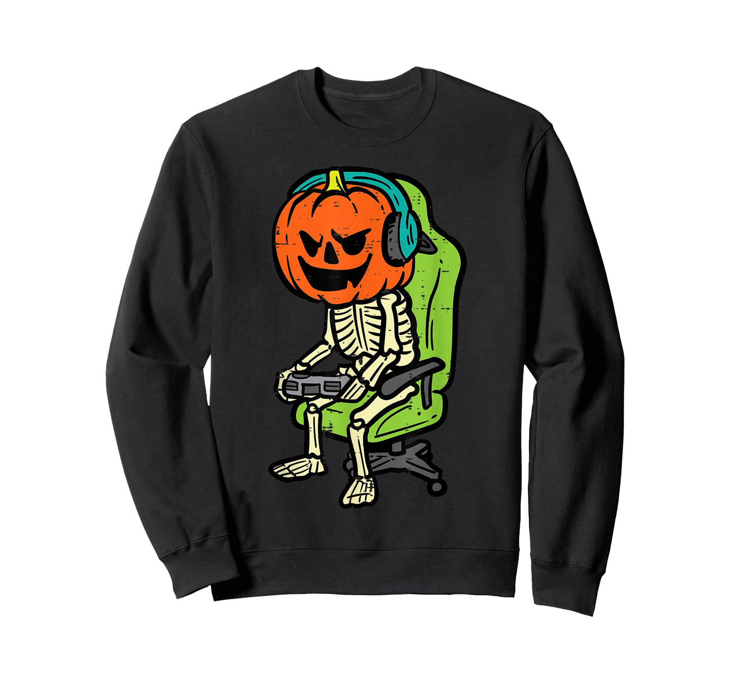 Halloween Gamer Skeleton Pumpkin Costume Men Boys Kids Teen T-Shirt