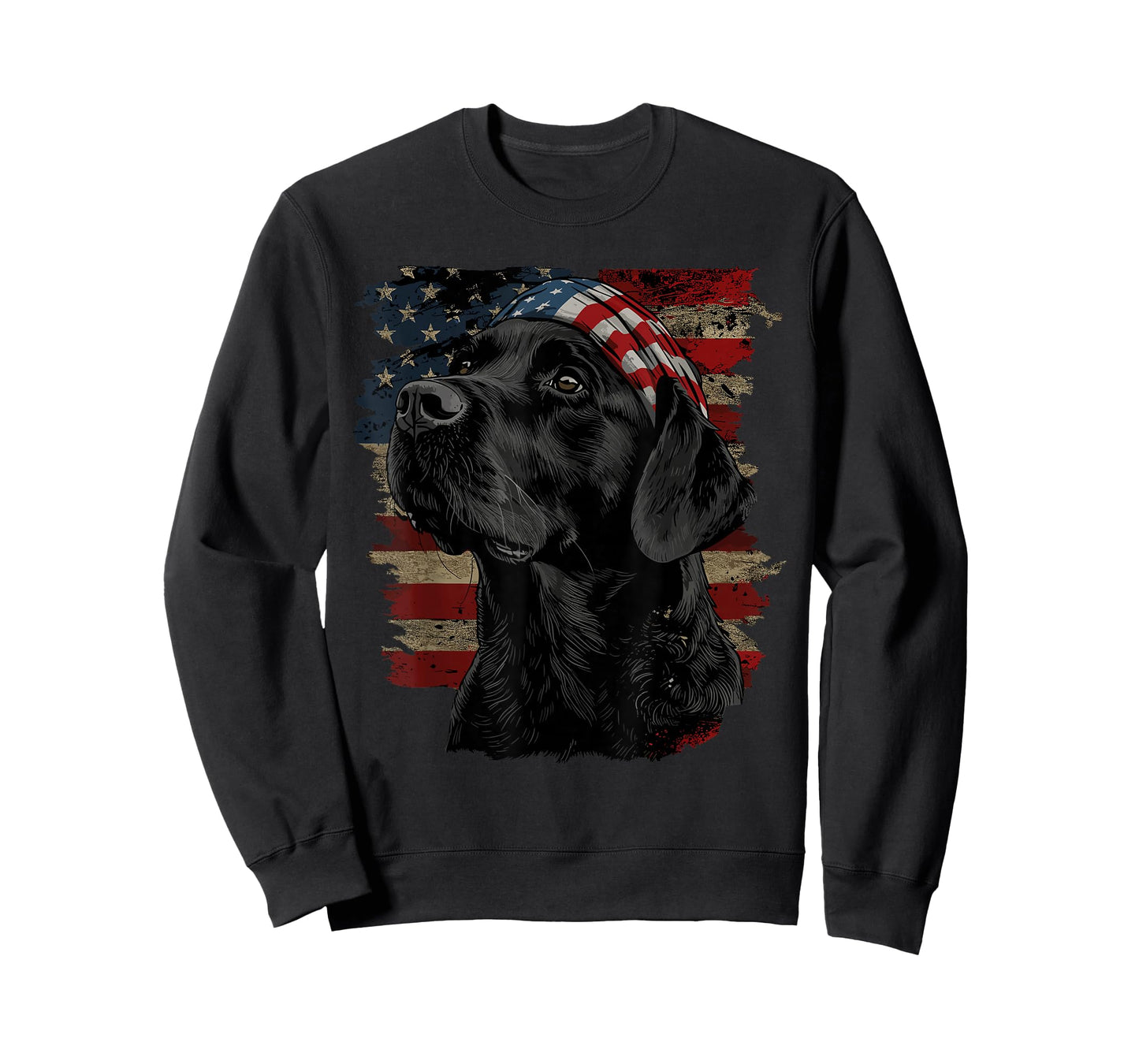 Black Labrador Patriotic Lab 4th of July USA American Flag T-Shirt