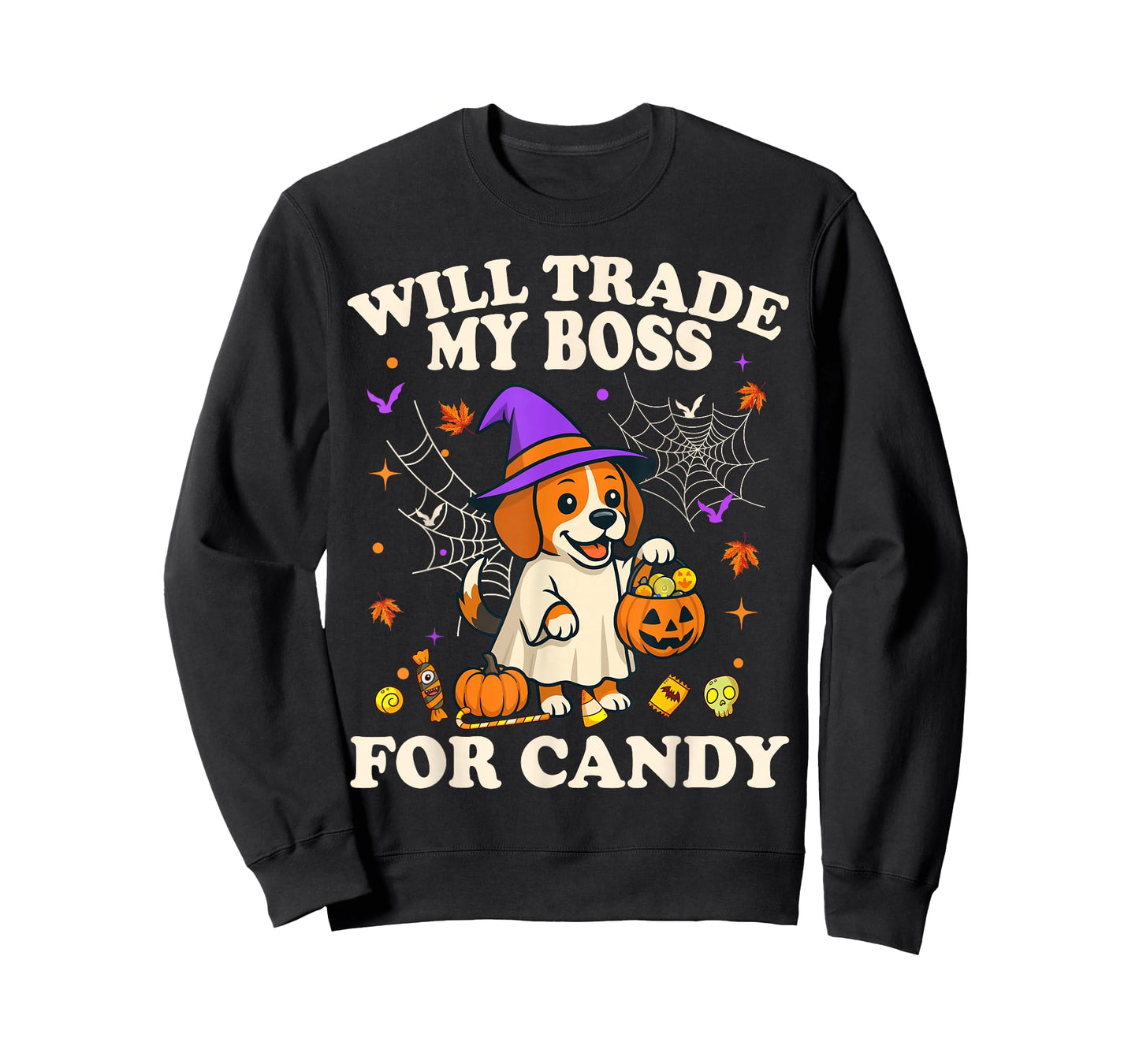 Funny Halloween Beagle Dog Lover Candy Trick or Treat Witch T-Shirt