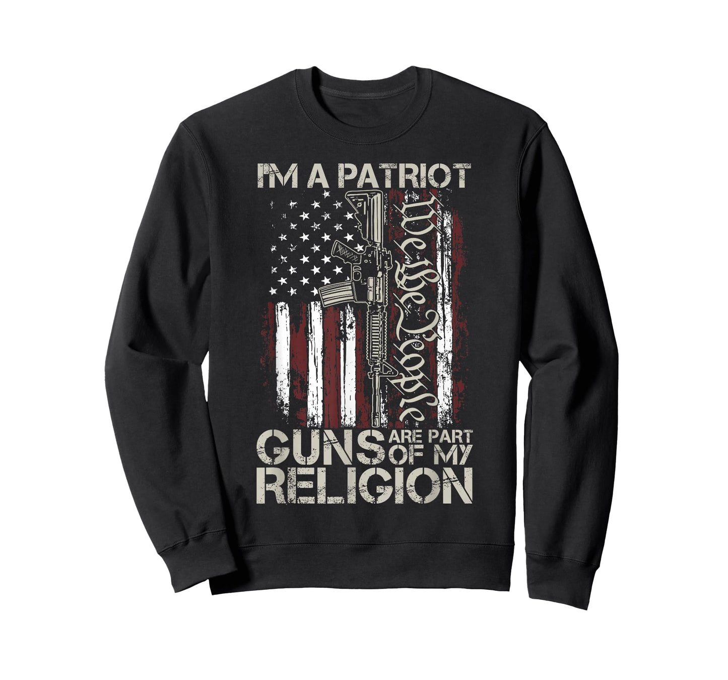 I'm a Patriot Guns are Part of My Religion Gun American Flag T-Shirt