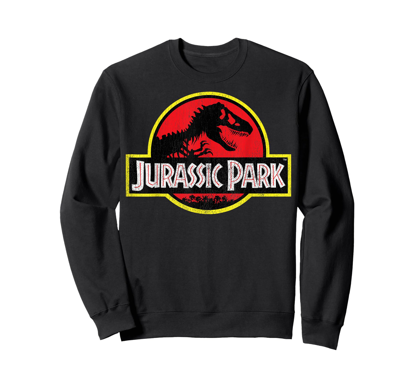 Jurassic Park Vintage Distressed Logo T-Shirt - Classic Fit, Crew Neck, Short Sleeve, Black