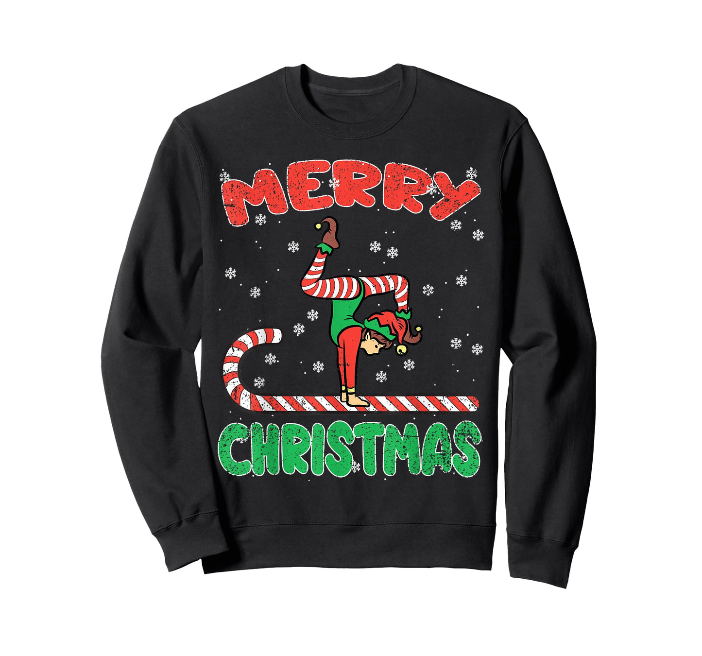 Gymnast Elf Christmas Pajama X-mas Candy Cane Snowflakes T-Shirt