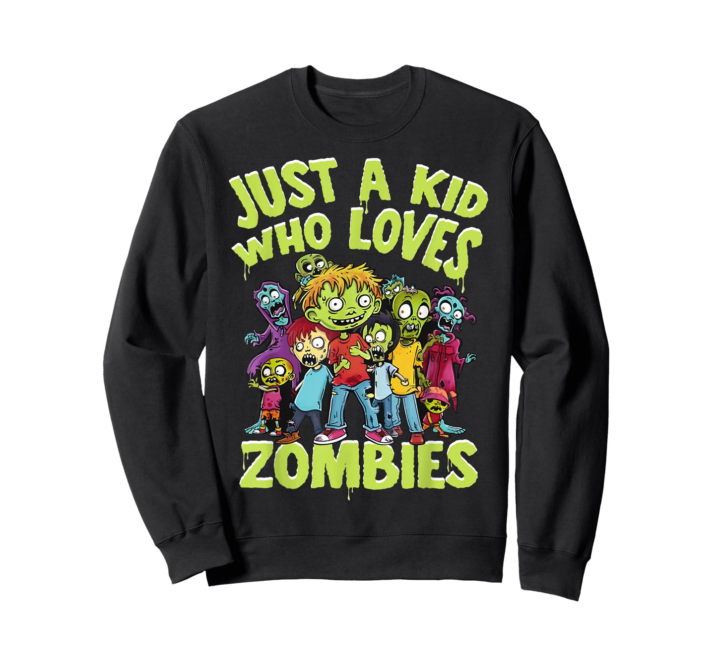 Halloween Zombie Funny Just A Kid Who Loves Zombies Kids T-Shirt