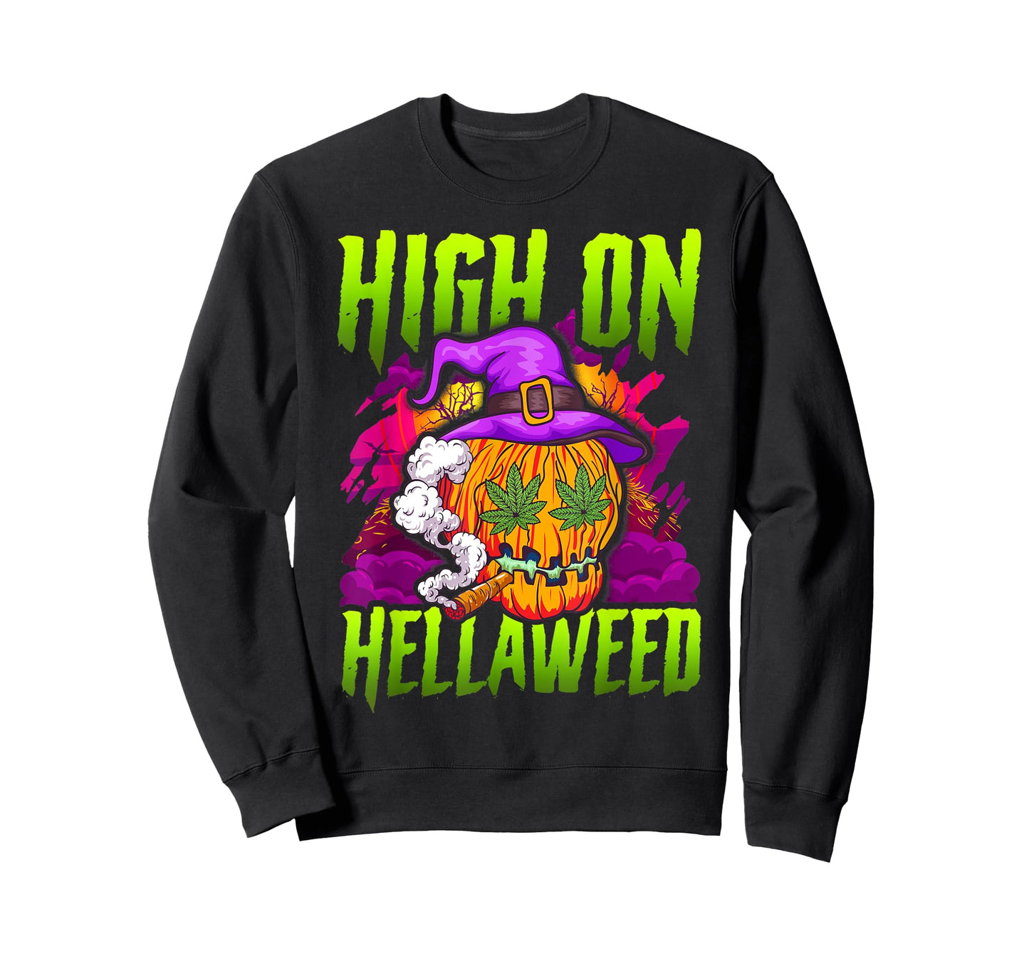 Halloween Pumpkin Stoner T-Shirt Weed Joint Smoking T-Shirt