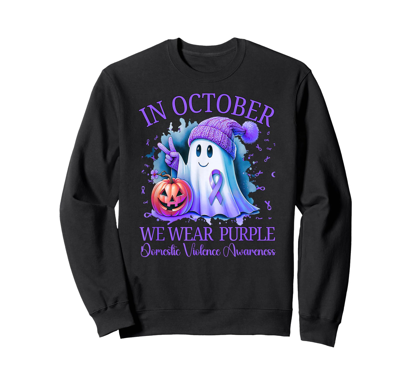 October We Wear Purple Halloween Domestic Violence Awareness T-Shirt