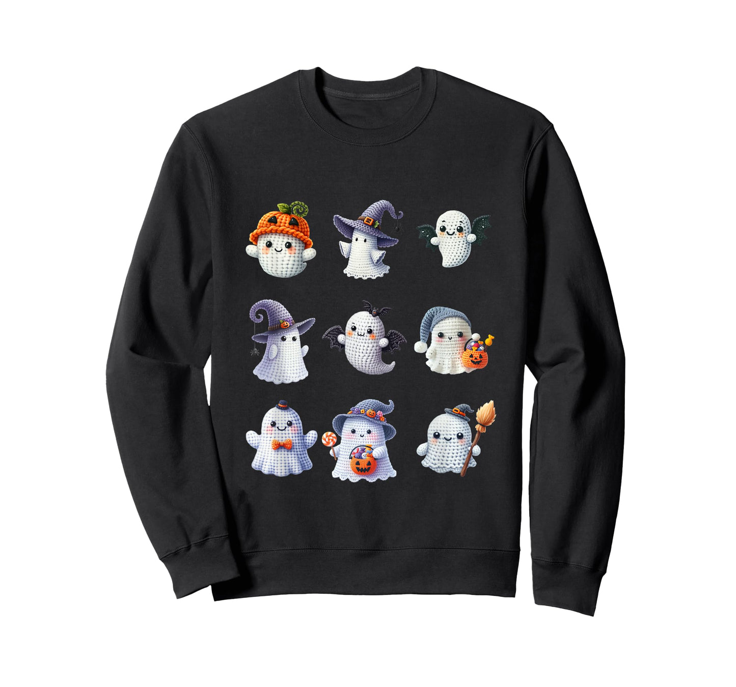 Halloween Crochet Lovers Cute Yarn Ghosts Knitter T-Shirt