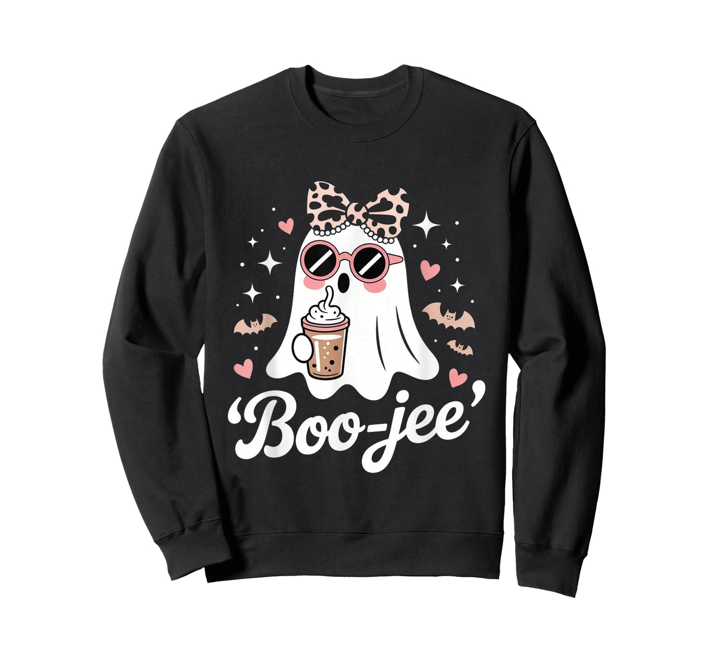 Coquette Leopard Ghost Coffee Boo-JEE Halloween Boujee Ghost T-Shirt