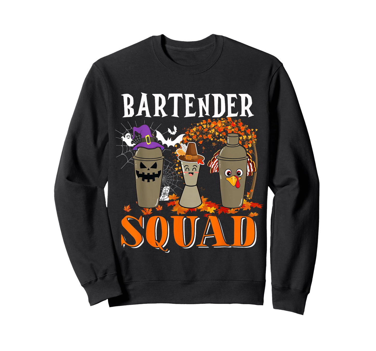 Bartender Squad Thanksgiving Halloween Fall Fall Tre Boo Ghosts T-Shirt