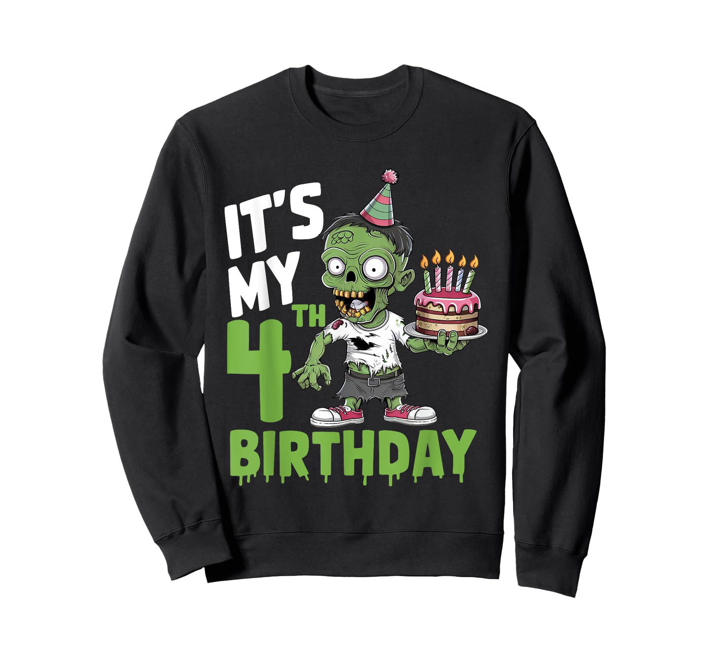 4th Birthday 4 Years Old Zombie Lover Halloween Boys Girls T-Shirt