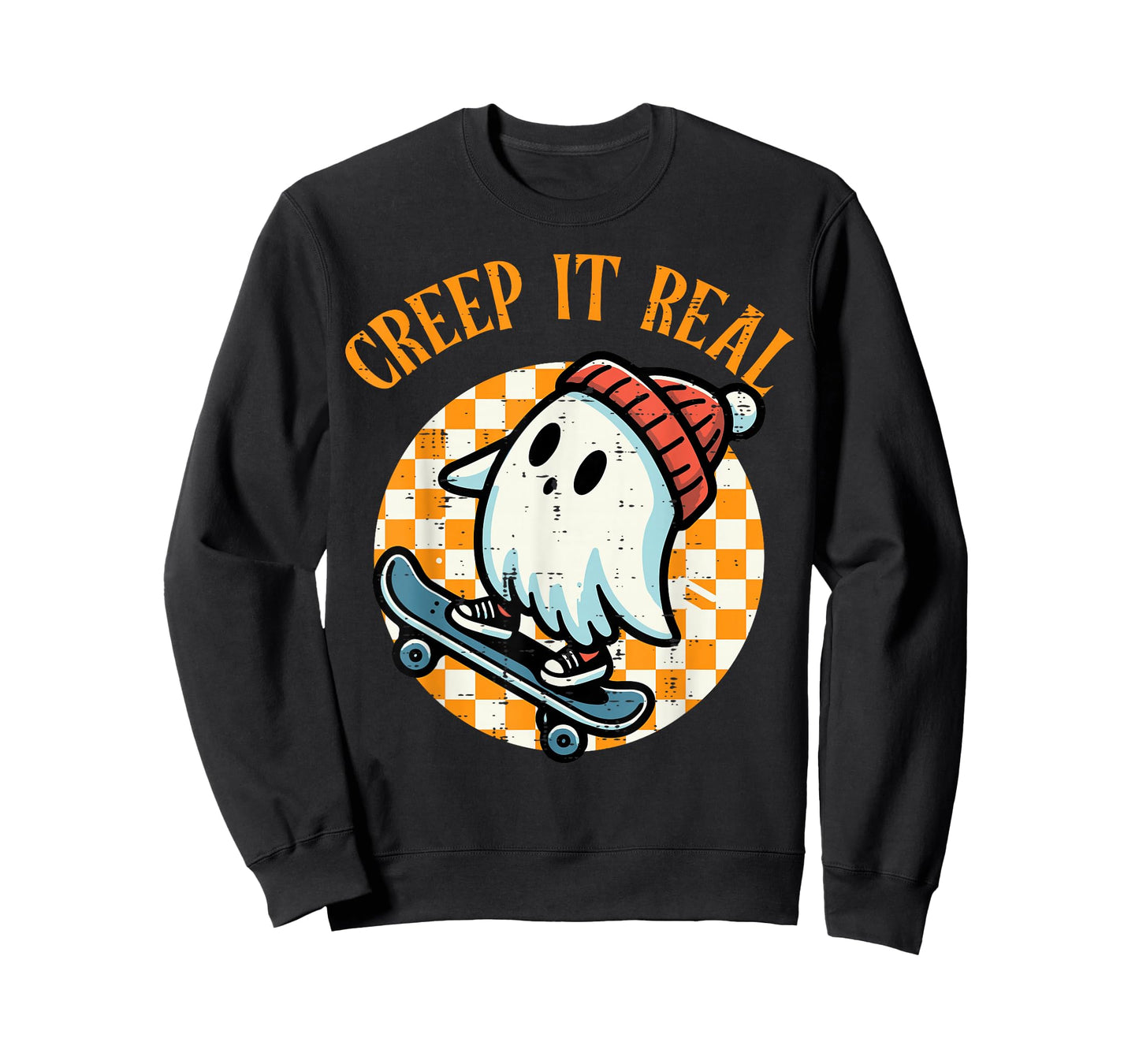 Creep It Real Skater Ghost Halloween Boys Kids Teen Youth T-Shirt
