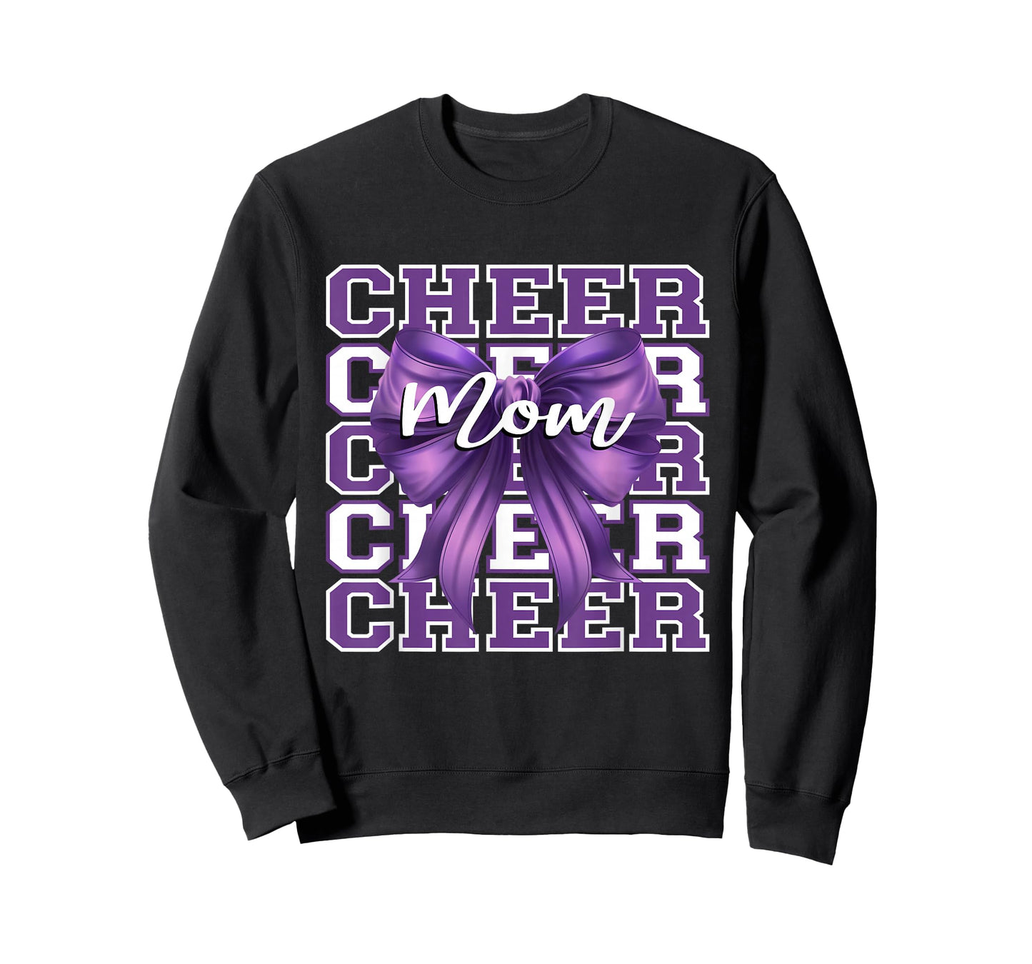 Football Cheer Mom Game Day Purple Bow Cheerleading T-Shirt